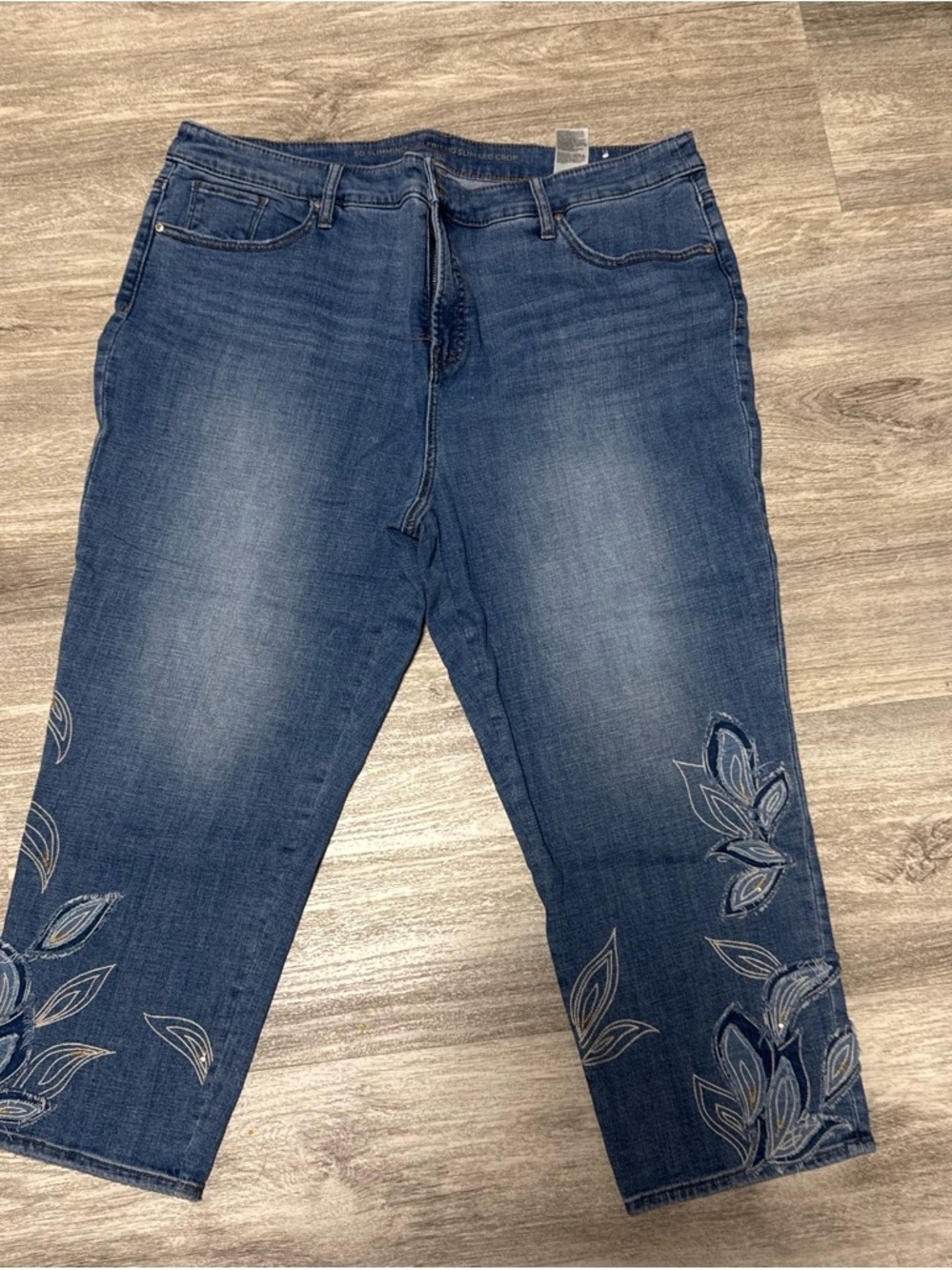 Chico's Blue Embroidered Crop Jeans